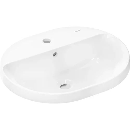 hansgrohe Xuniva U Einbauwaschtisch 550/450 mit Hahnloch und Überlauf, SmartClean Weiß