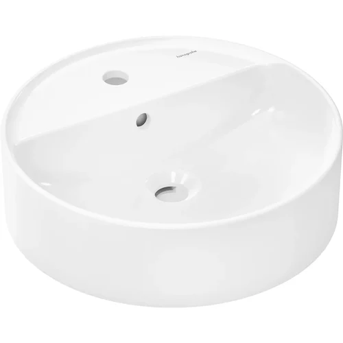 hansgrohe Xuniva S Aufsatzwaschtisch 450/450 mit Hahnloch und Überlauf, SmartClean Weiß