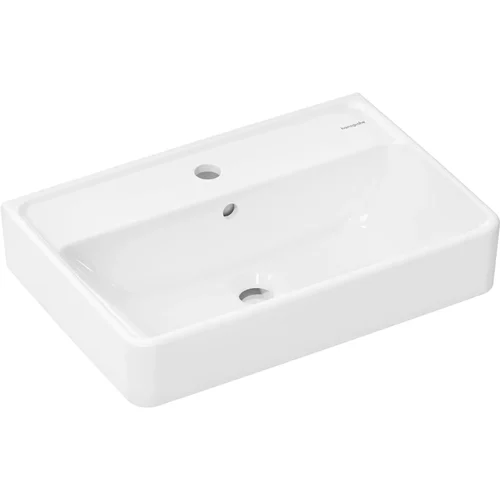 hansgrohe Xanuia Q Waschtisch Compact 550/370 mit Hahnloch und Überlauf, SmartClean Weiß