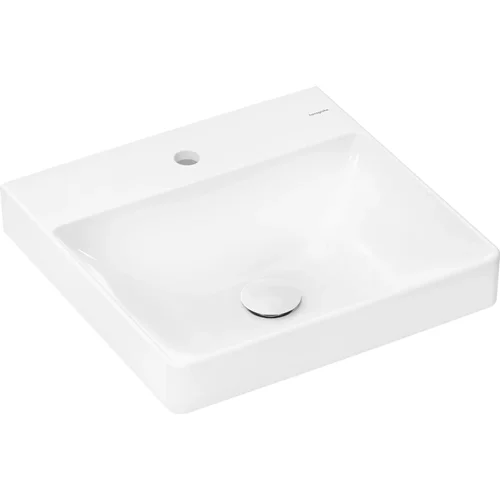 hansgrohe Xelu Q Aufsatz-Handwaschbecken geschliffen 500/480 mit Hahnloch ohne Überlauf, SmartClean Weiß