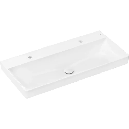 hansgrohe Xelu Q Waschtisch 1000/480 mit 2 Hahnlöchern ohne Überlauf, SmartClean Weiß