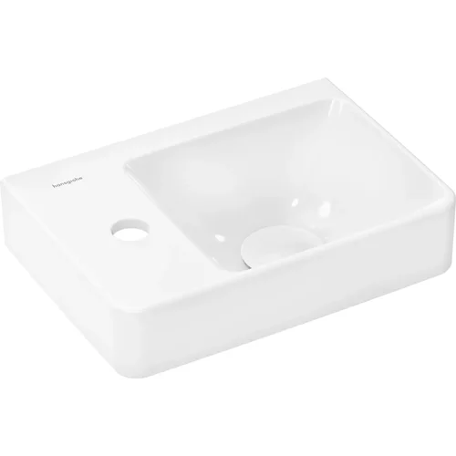 hansgrohe Xelu Q Handwaschbecken mit Ablage links 360/250 mit Hahnloch ohne Überlauf, SmartClean Weiß
