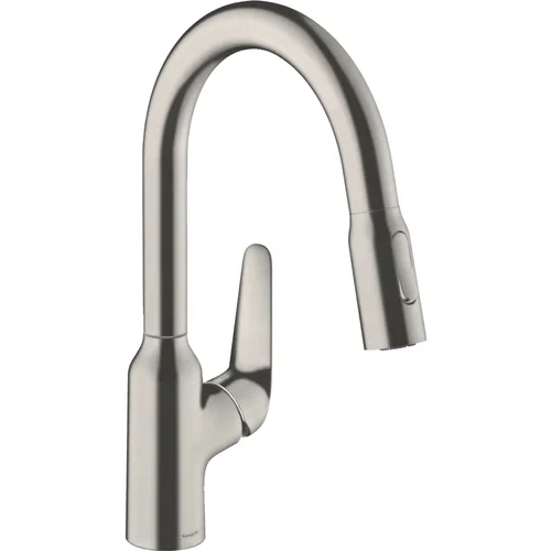 hansgrohe Focus M42 Einhebel-Küchenmischer 180, Ausziehbrause, 2jet Edelstahl Finish