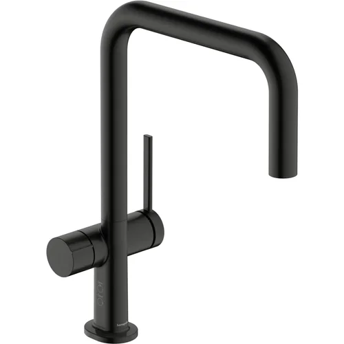 hansgrohe Talis M54 Einhebel-Küchenmischer U 220, Geräteabsperrventil, 1jet Brushed Black Chrome