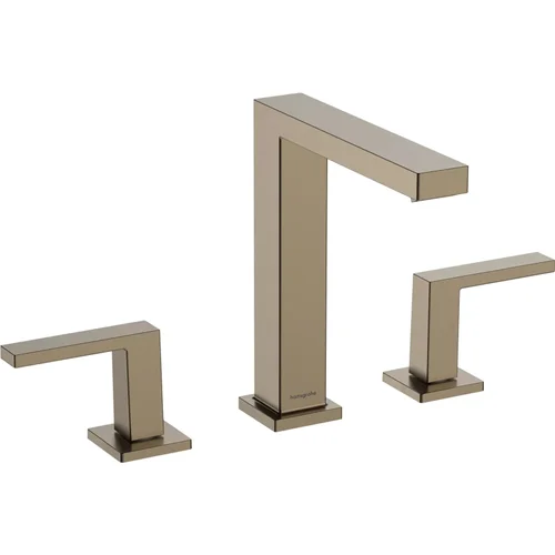 hansgrohe Tecturis E 3-Loch Waschtischarmatur 150 EcoSmart+ mit Push-Open Ablaufgarnitur Brushed Bronze