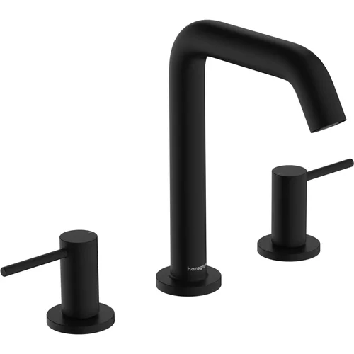 hansgrohe Tecturis S 3-Loch Waschtischarmatur 150 EcoSmart+ mit Push-Open Ablaufgarnitur Mattschwarz