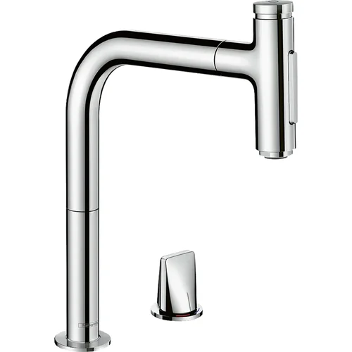 hansgrohe Metris Select M71 2-Loch Einhebel-Küchenmischer 200, Ausziehbrause, 2jet Chrom