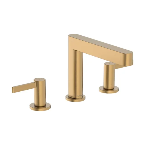 hansgrohe Finoris 3-Loch Waschtischarmatur 110 mit Push-Open Ablaufgarnitur Brushed Bronze