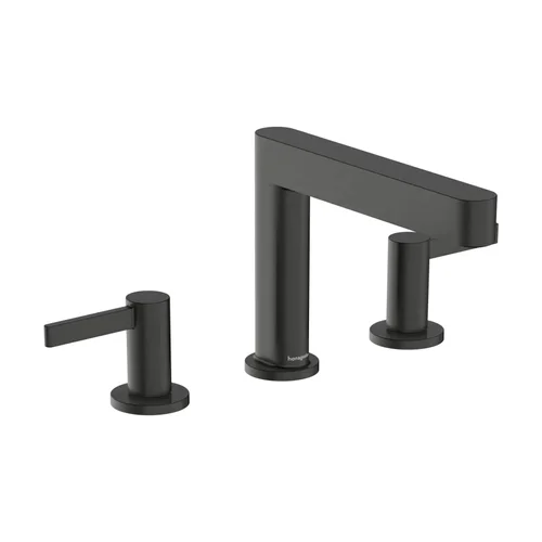 hansgrohe Finoris 3-Loch Waschtischarmatur 110 mit Push-Open Ablaufgarnitur Brushed Black Chrome