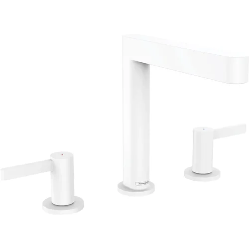 hansgrohe Finoris 3-Loch Waschtischarmatur 160 mit Push-Open Ablaufgarnitur Mattweiß