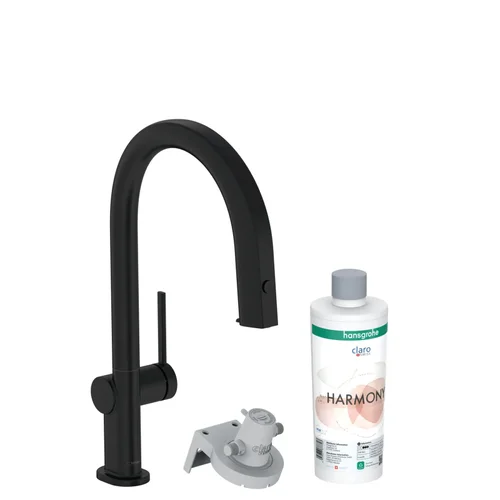 hansgrohe Aqittura M91 FilterSystem 210, Ausziehauslauf, 1jet, sBox, Starter Set Mattschwarz