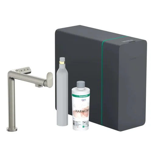 hansgrohe Aqittura M91 SodaSystem 240, 1jet, Starter Set Edelstahl Finish