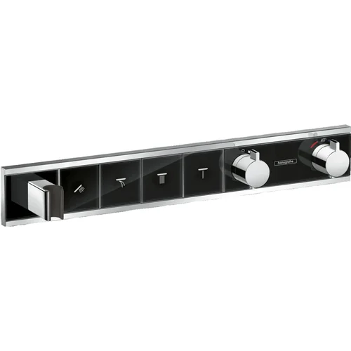hansgrohe RainSelect Thermostat Unterputz für 4 Verbraucher mit integriertem Brausehalter Schwarz/Chrom