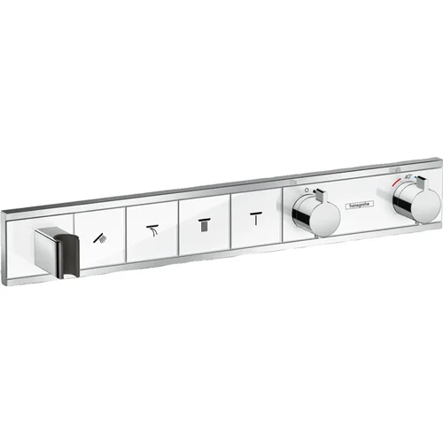 hansgrohe RainSelect Thermostat Unterputz für 4 Verbraucher mit integriertem Brausehalter Weiß/Chrom