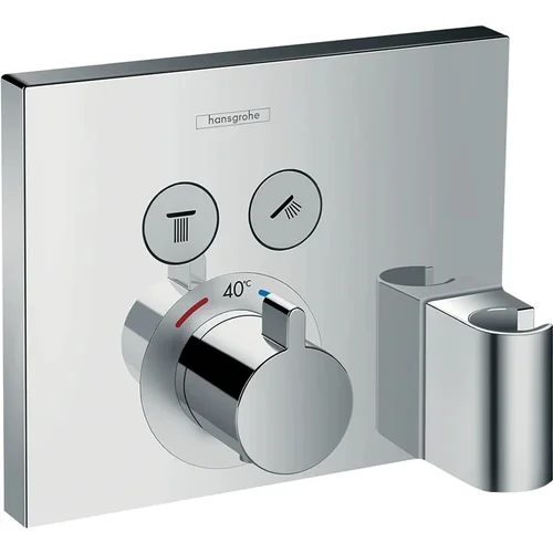 hansgrohe ShowerSelect Thermostat Unterputz für 2 Verbraucher mit Schlauchanschluss und Brausehalter Chrom