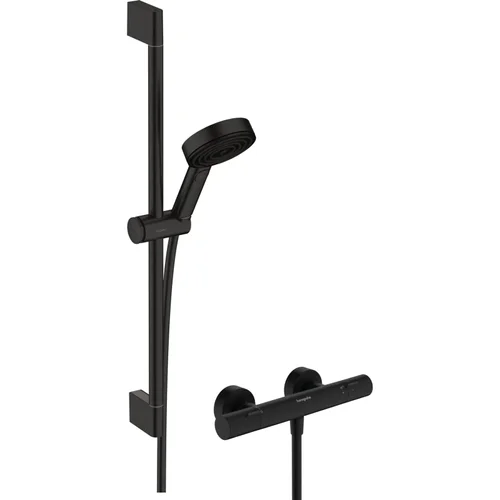 hansgrohe Pulsify Select S Brausesystem 105 3jet Relaxation EcoSmart mit Ecostat Fine und Brausestange 65 cm Mattschwarz