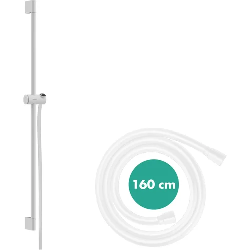 hansgrohe Unica Brausestange Pulsify S 90 cm mit Push Handbrausehalter und Isiflex Brauseschlauch 160 cm Mattweiß