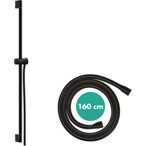 hansgrohe Unica Brausestange Pulsify S 90 cm mit Push Handbrausehalter und Isiflex Brauseschlauch 160 cm Mattschwarz