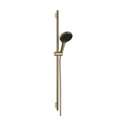 hansgrohe Rainfinity Brauseset 130 3jet mit Brausestange S Puro 90 cm, Push-Handbrausehalterung und Designflex Textilbrauseschlauch 160 cm Brushed Bronze