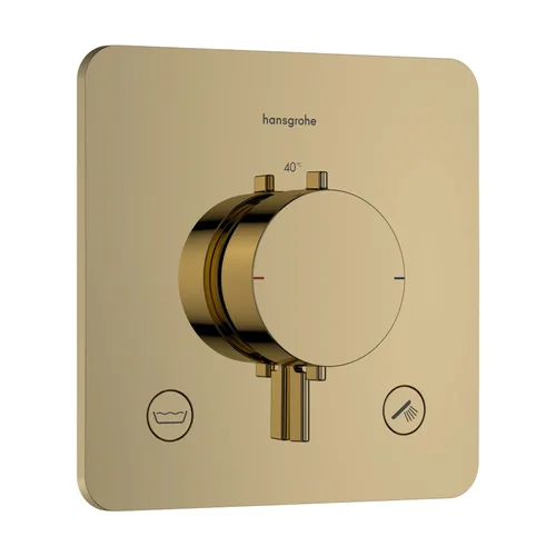 hansgrohe Ecostat Comfort Q Thermostat Unterputz für 2 Verbraucher mit integrierter Sicherungskombination nach EN1717 Polished Gold Optic