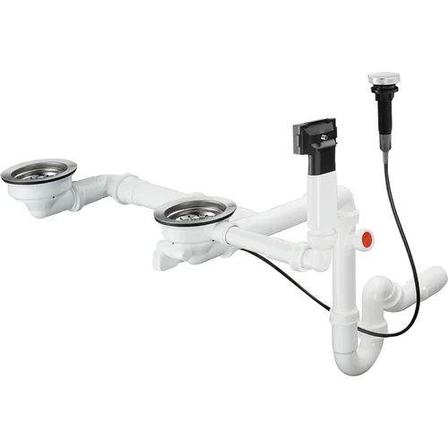hansgrohe D17-11 Automatische Ab- und Überlaufgarnitur für Doppelbecken Granit Chrom