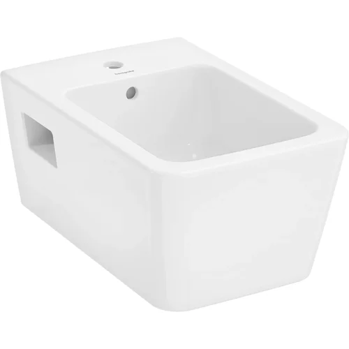 hansgrohe EluPura Original Q Wand Bidet 540 mit Hahnloch und Überlauf, HygieneEffect Weiß