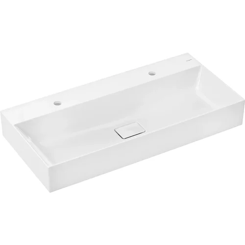hansgrohe Xevolos E Waschtisch 1000/480 mit 2 Hahnlöchern ohne Überlauf, SmartClean Weiß