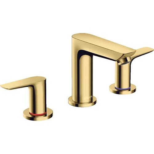 hansgrohe Talis E 3-Loch Waschtischarmatur mit Zugstangen-Ablaufgarnitur Polished Gold Optic