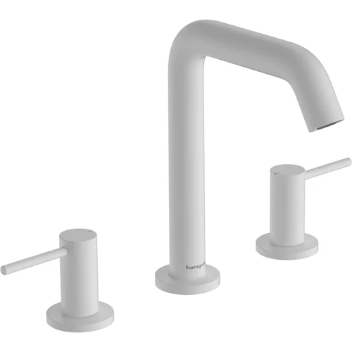 hansgrohe Tecturis S 3-Loch Waschtischarmatur 150 EcoSmart+ mit Push-Open Ablaufgarnitur Mattweiß