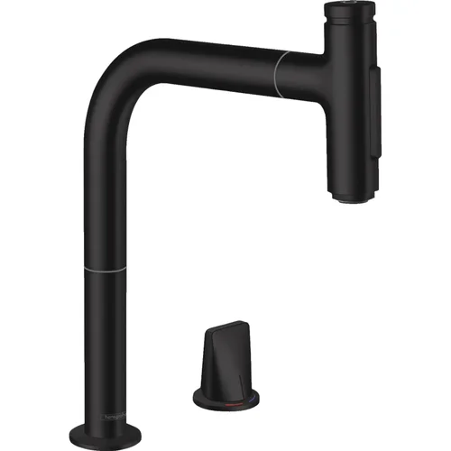 hansgrohe Metris Select M71 2-Loch Einhebel-Küchenmischer 200, Ausziehbrause, 2jet, sBox Mattschwarz