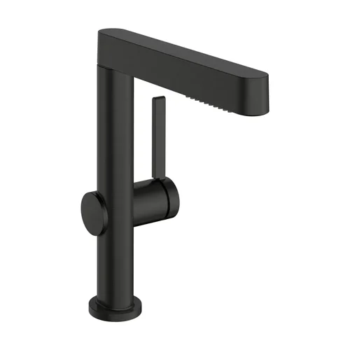 hansgrohe Finoris Einhebel-Waschtischmischer 230 mit Schwenkauslauf und Push-Open Ablaufgarnitur Brushed Black Chrome