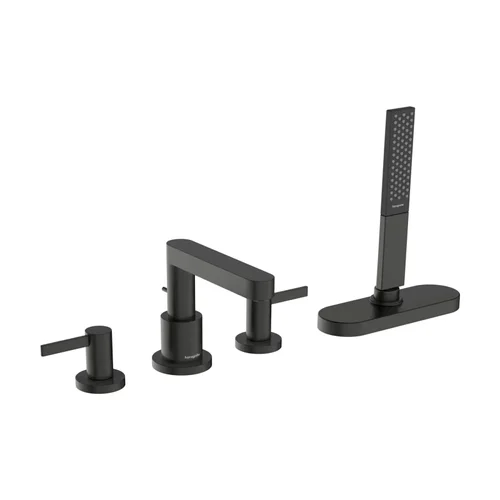 hansgrohe Finoris 4-Loch Wannenrandarmatur mit sBox Brushed Black Chrome