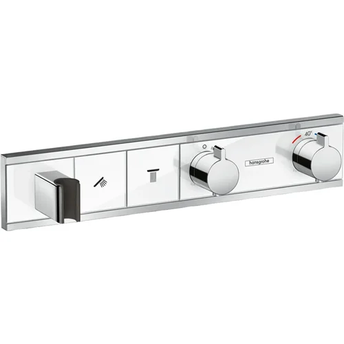 hansgrohe RainSelect Thermostat Unterputz für 2 Verbraucher mit integriertem Brausehalter Weiß/Chrom