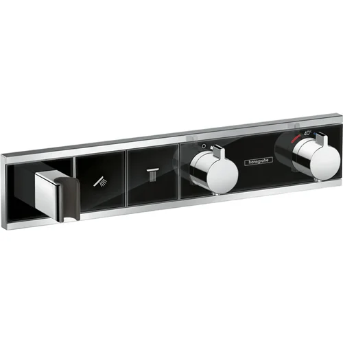 hansgrohe RainSelect Thermostat Unterputz für 2 Verbraucher mit integriertem Brausehalter Schwarz/Chrom