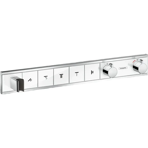 hansgrohe RainSelect Thermostat Unterputz für 5 Verbraucher mit integriertem Brausehalter Weiß/Chrom