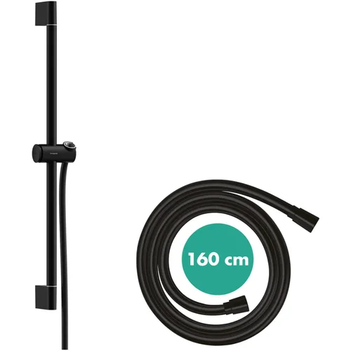 hansgrohe Unica Brausestange Pulsify S 65 cm mit Push Handbrausehalter und Isiflex Brauseschlauch 160 cm Mattschwarz