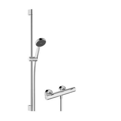 hansgrohe Activera Select S Brausesystem Aufputz 95 2jet EcoSmart mit Ecostat Fine und Brausestange 90 cm Chrom