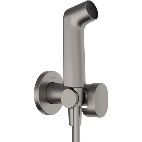 hansgrohe Handbrause Bidette S f.Warmwasser - m. Schlauch 1250mm und Porter BBC Brushed Black Chrome