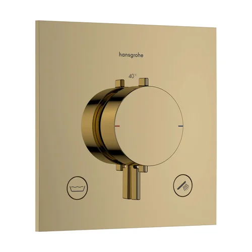 hansgrohe Ecostat Comfort E Thermostat Unterputz für 2 Verbraucher mit integrierter Sicherungskombination nach EN1717 Polished Gold Optic