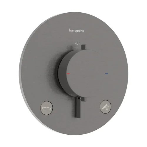 hansgrohe Ecostat Comfort S Thermostat Unterputz für 2 Verbraucher mit integrierter Sicherungskombination nach EN1717 Brushed Black Chrome