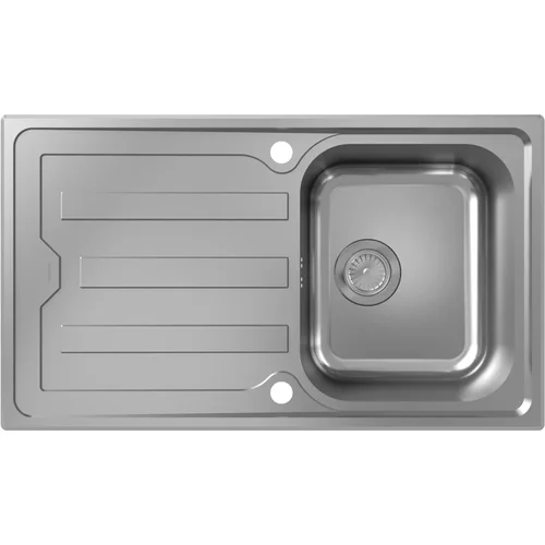 hansgrohe S44 S440-A342 86 Einbauspüle 342 mit Abtropffläche lang und automatischer Ablaufgarnitur Edelstahl