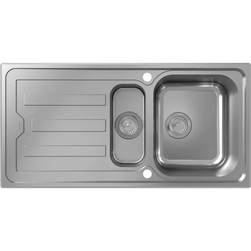 hansgrohe S44 S440-A517 100 Einbauspüle 342/145 mit Abtropffläche und automatischer Ablaufgarnitur Edelstahl