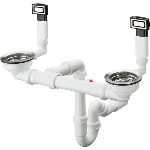 hansgrohe D15-10 Manuelle Ab- und Überlaufgarnitur für Doppelbecken Edelstahl