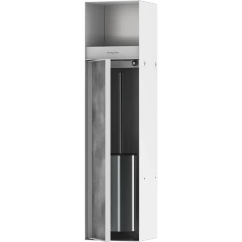 hansgrohe XtraStoris Rock Einbau Toilettenbürstenhalter mit Papierhalter und befliesbarer Tür Mattweiß