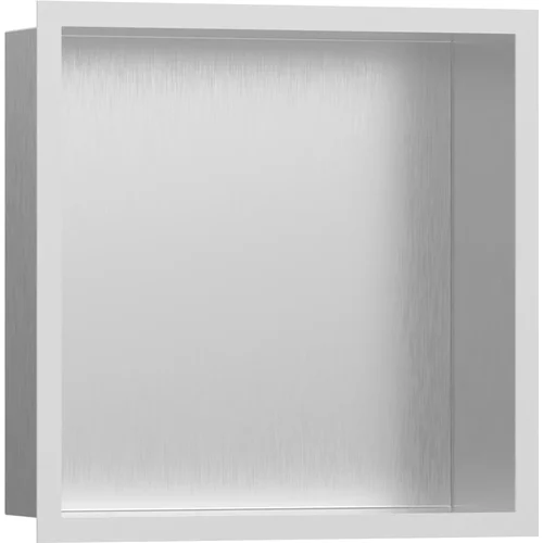 hansgrohe XtraStoris Individual Wandnische Edelstahl gebürstet mit Designrahmen 300/300/100 Mattweiß