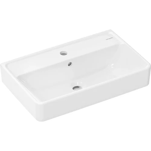 hansgrohe Xanuia Q Waschtisch Compact 600/370 mit Hahnloch und Überlauf, SmartClean Weiß