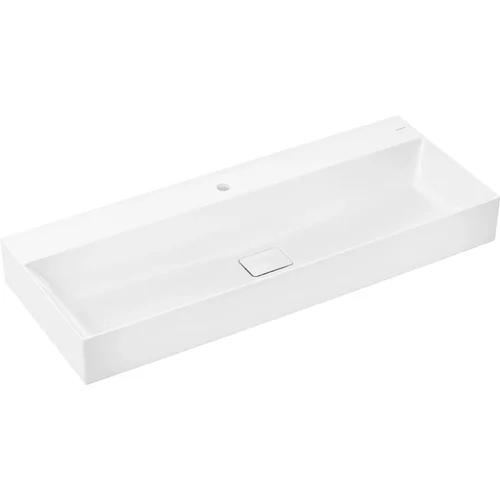 hansgrohe Xevolos E Aufsatzwaschtisch geschliffen 1200/480 mit Hahnloch ohne Überlauf, SmartClean Weiß