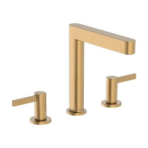 hansgrohe Finoris 3-Loch Waschtischarmatur 160 mit Push-Open Ablaufgarnitur Brushed Bronze