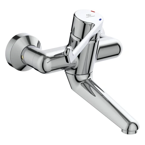 Ideal Standard Wandwaschtisch-Sicherheitsarmatur Ceraplus, absperrbarer S-Anschluß, Hebel 180mm, Ausladung 150mm, Chrom