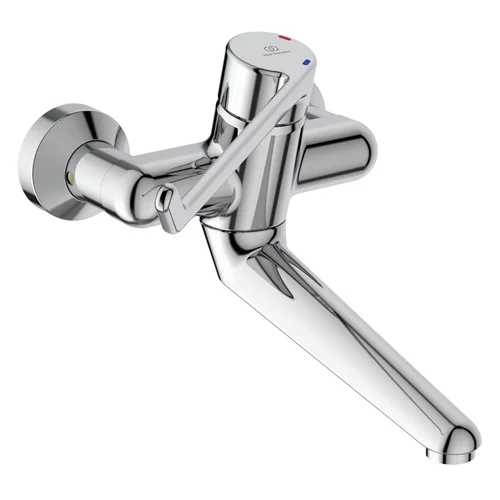 Ideal Standard Wandwaschtisch-Sicherheitsarmatur Ceraplus, absperrbarer S-Anschluß, Hebel 230mm, Ausladung 200mm, Chrom